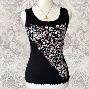 Black Graphic San Diego Y2K Mcbling Summer Women’s Large Comfy Tank Top